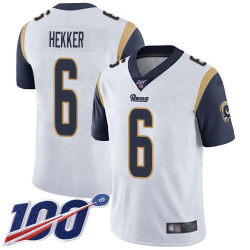 Los Angeles Rams Limited White Men Johnny Hekker Road Jersey NFL Football #6 100th Season Vapor Untouchable->youth nfl jersey->Youth Jersey